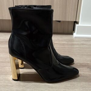 Gianni Bini Black Booties with Gold heel size 9.5